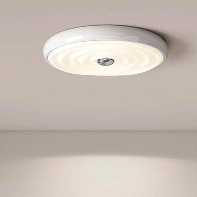 Traditional French Cream Round Iron LED Flush Mount Ceiling Light For Bedroom