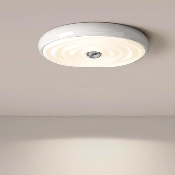 Traditional French Cream Round Iron LED Flush Mount Ceiling Light For Bedroom