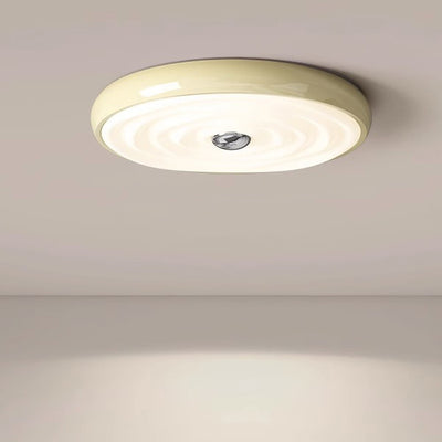 Traditional French Cream Round Iron LED Flush Mount Ceiling Light For Bedroom