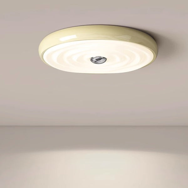 Traditional French Cream Round Iron LED Flush Mount Ceiling Light For Bedroom