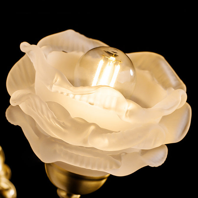 Contemporary Creative Floral Copper Glass 1-Light Wall Sconce Lamp For Bedroom