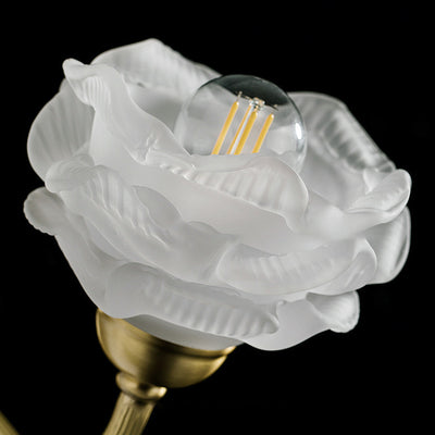 Contemporary Creative Floral Copper Glass 1-Light Wall Sconce Lamp For Bedroom