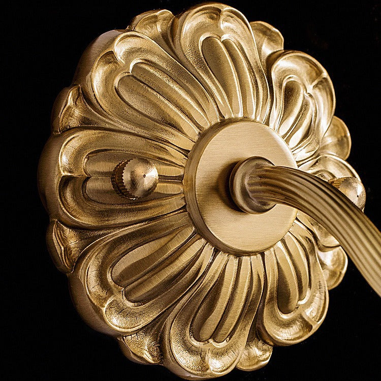 Contemporary Creative Floral Copper Glass 1-Light Wall Sconce Lamp For Bedroom