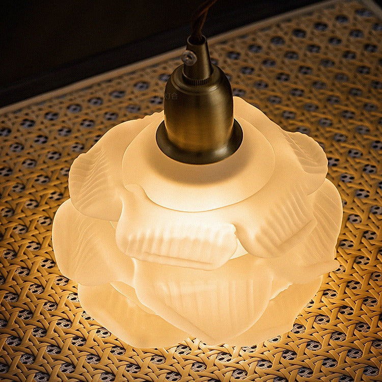 Contemporary Creative Floral Copper Glass 1-Light Wall Sconce Lamp For Bedroom