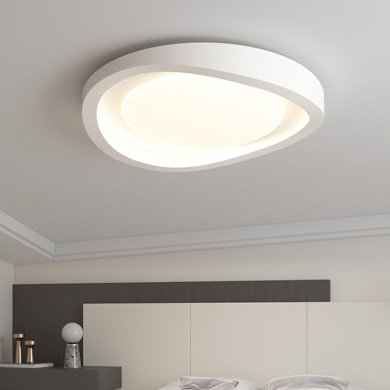 Modern Minimalist Irregular Round Iron Acrylic LED Flush Mount Ceiling Light For Bedroom