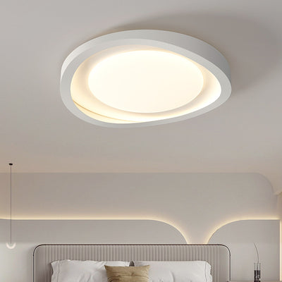 Modern Minimalist Irregular Round Iron Acrylic LED Flush Mount Ceiling Light For Bedroom