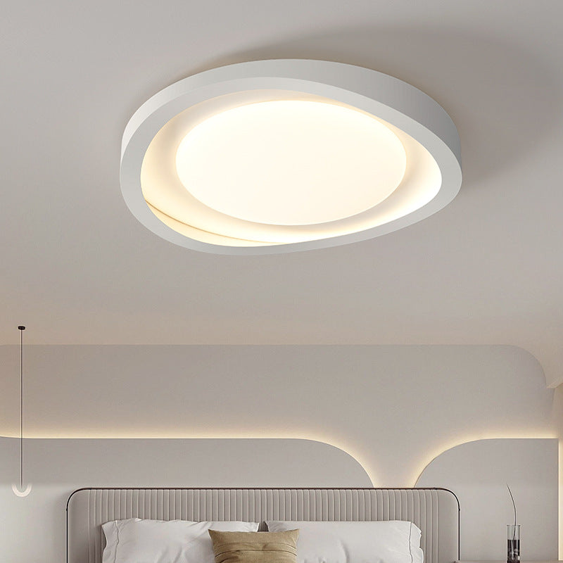 Modern Minimalist Irregular Round Iron Acrylic LED Flush Mount Ceiling Light For Bedroom