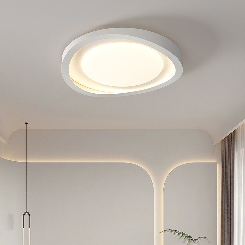 Modern Minimalist Irregular Round Iron Acrylic LED Flush Mount Ceiling Light For Bedroom
