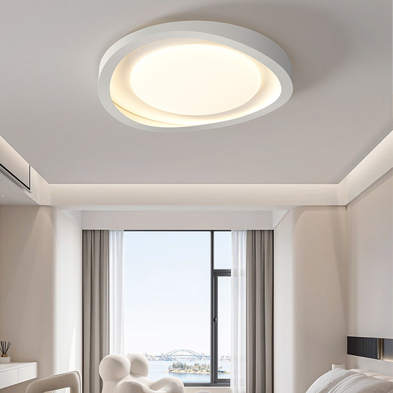 Modern Minimalist Irregular Round Iron Acrylic LED Flush Mount Ceiling Light For Bedroom