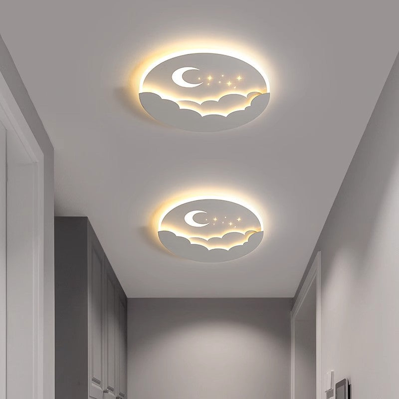 Contemporary Creative Moon Cloud Round Dome Iron Acrylic LED Flush Mount Ceiling Light For Bedroom
