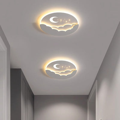 Contemporary Creative Moon Cloud Round Dome Iron Acrylic LED Flush Mount Ceiling Light For Bedroom