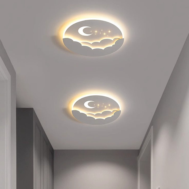 Contemporary Creative Moon Cloud Round Dome Iron Acrylic LED Flush Mount Ceiling Light For Bedroom