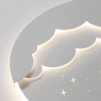 Contemporary Creative Moon Cloud Round Dome Iron Acrylic LED Flush Mount Ceiling Light For Bedroom