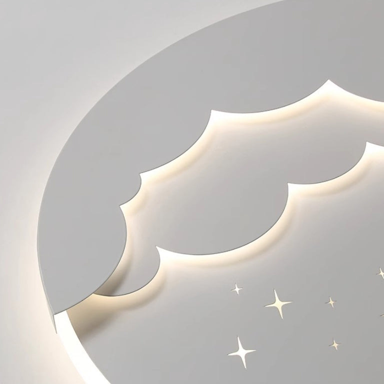Contemporary Creative Moon Cloud Round Dome Iron Acrylic LED Flush Mount Ceiling Light For Bedroom