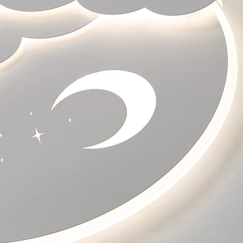 Contemporary Creative Moon Cloud Round Dome Iron Acrylic LED Flush Mount Ceiling Light For Bedroom