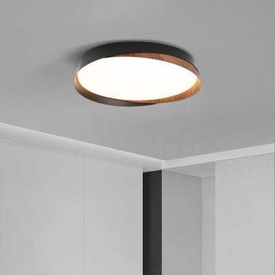 Traditional Japanese Round Dome Iron Acrylic LED Flush Mount Ceiling Light For Bedroom