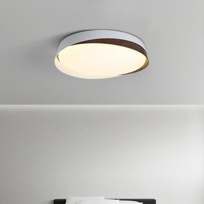 Traditional Japanese Round Dome Iron Acrylic LED Flush Mount Ceiling Light For Bedroom