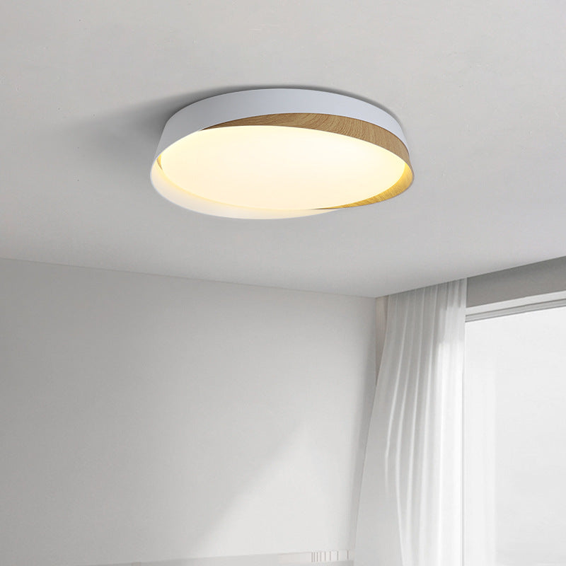 Traditional Japanese Round Dome Iron Acrylic LED Flush Mount Ceiling Light For Bedroom