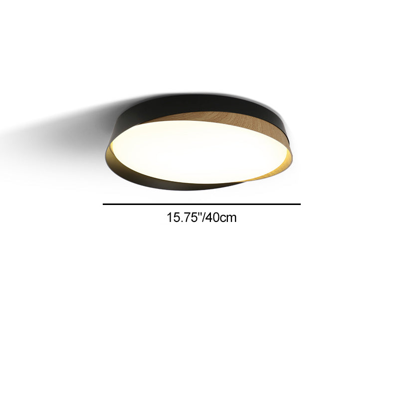 Traditional Japanese Round Dome Iron Acrylic LED Flush Mount Ceiling Light For Bedroom