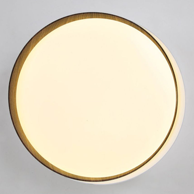 Traditional Japanese Round Dome Iron Acrylic LED Flush Mount Ceiling Light For Bedroom