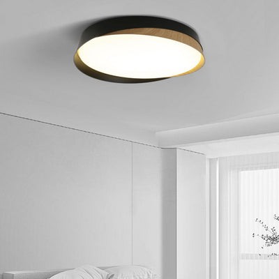 Traditional Japanese Round Dome Iron Acrylic LED Flush Mount Ceiling Light For Bedroom