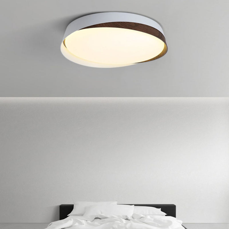 Traditional Japanese Round Dome Iron Acrylic LED Flush Mount Ceiling Light For Bedroom