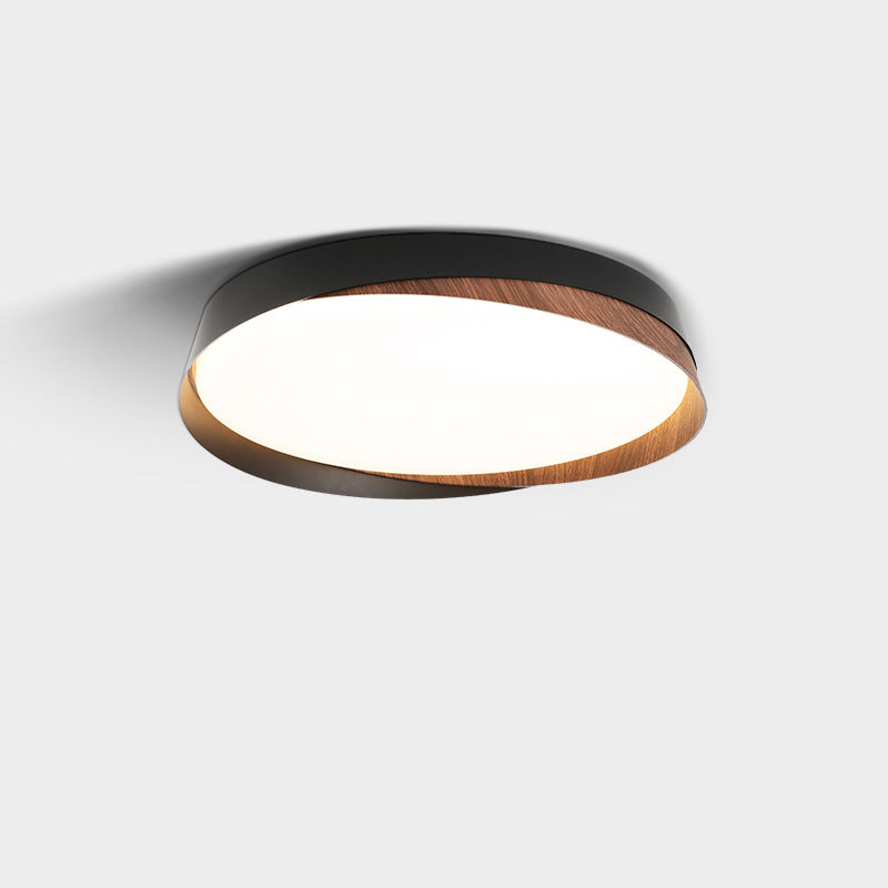 Traditional Japanese Round Dome Iron Acrylic LED Flush Mount Ceiling Light For Bedroom