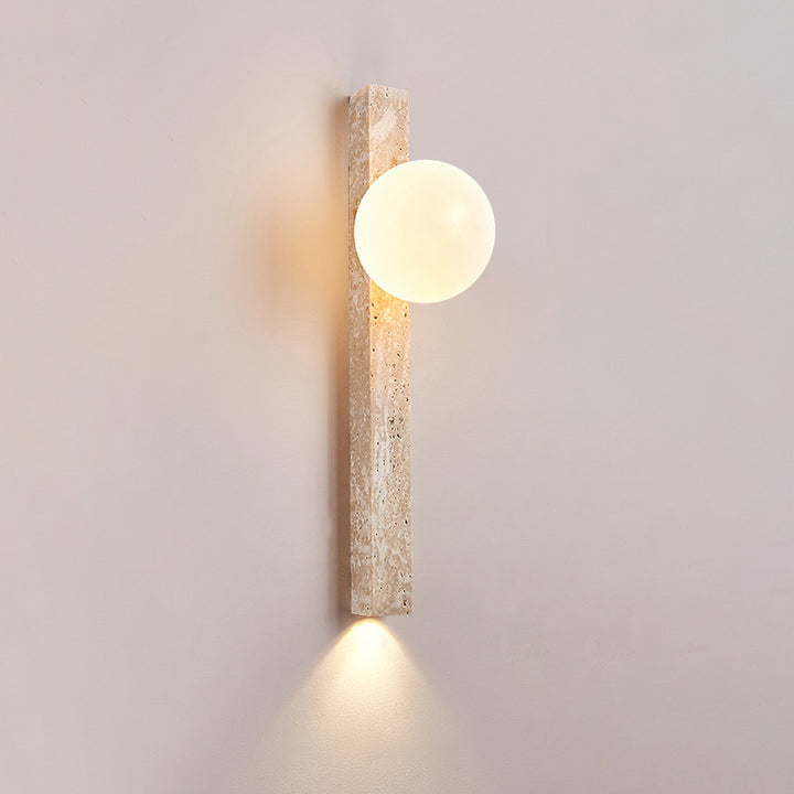 Moderne minimalistische rechteckige lineare gelbe Travertin-Wandleuchte mit 2 Lichtern für das Schlafzimmer 
