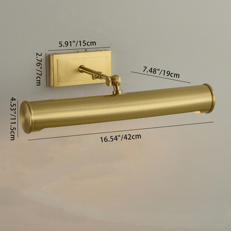 Applique Murale Moderne Minimaliste Cylindre Rond en Cuivre à 2 Lumières pour Salle de Bain 