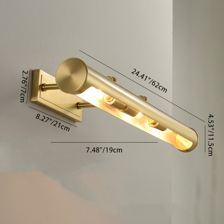 Applique Murale Moderne Minimaliste Cylindre Rond en Cuivre à 2 Lumières pour Salle de Bain 