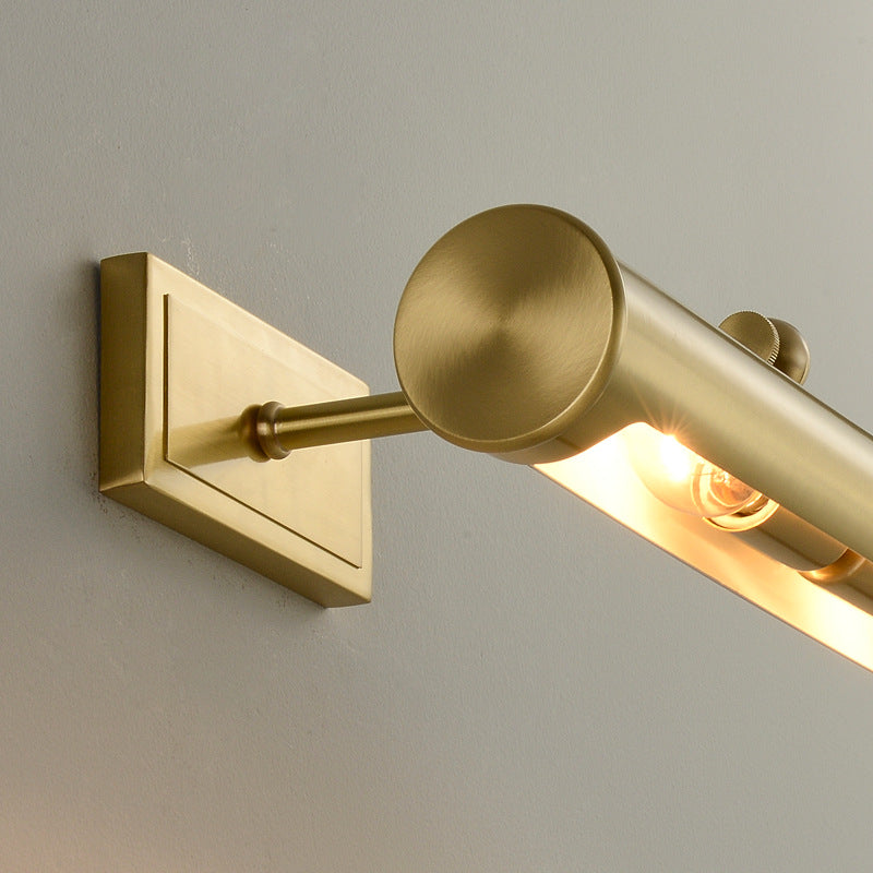 Applique Murale Moderne Minimaliste Cylindre Rond en Cuivre à 2 Lumières pour Salle de Bain 