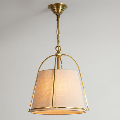 Modern Minimalist Trapezoidal Iron Fabric 3-Light Pendant Light For Dining Room