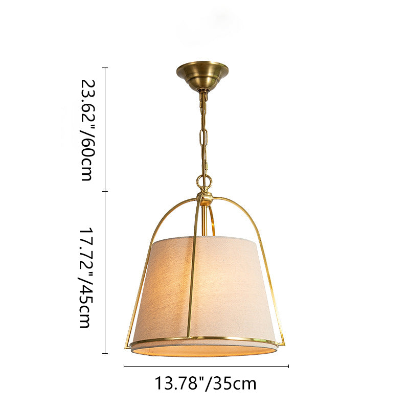 Modern Minimalist Trapezoidal Iron Fabric 3-Light Pendant Light For Dining Room