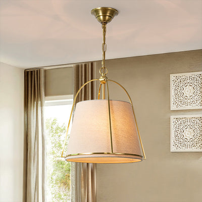 Modern Minimalist Trapezoidal Iron Fabric 3-Light Pendant Light For Dining Room