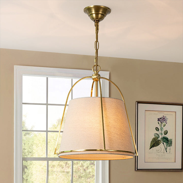 Modern Minimalist Trapezoidal Iron Fabric 3-Light Pendant Light For Dining Room