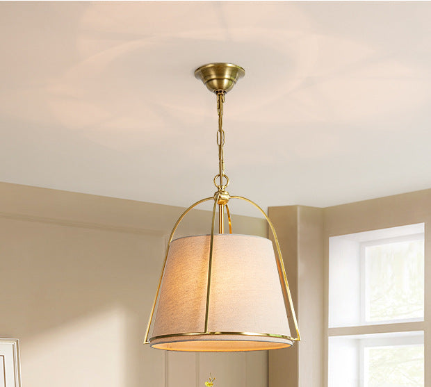 Modern Minimalist Trapezoidal Iron Fabric 3-Light Pendant Light For Dining Room