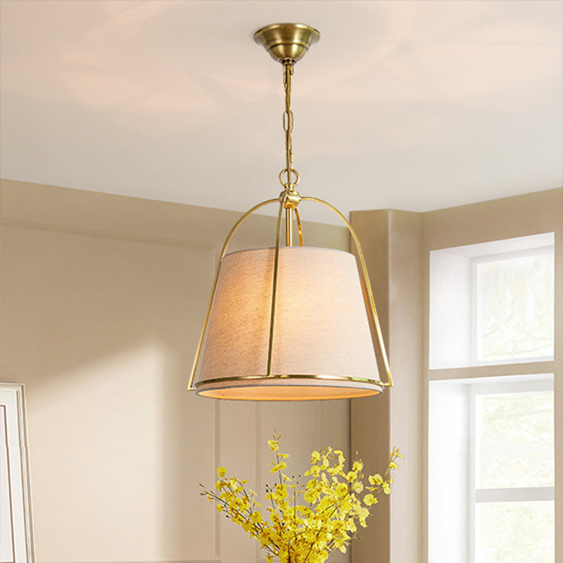 Modern Minimalist Trapezoidal Iron Fabric 3-Light Pendant Light For Dining Room