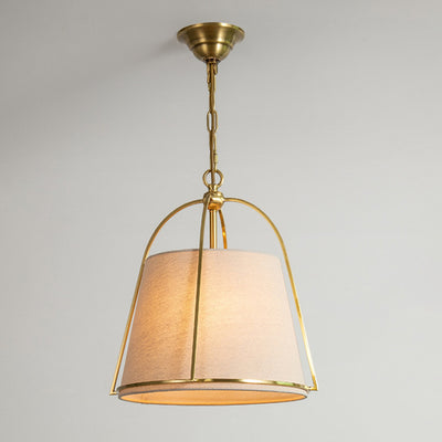 Modern Minimalist Trapezoidal Iron Fabric 3-Light Pendant Light For Dining Room