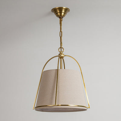 Modern Minimalist Trapezoidal Iron Fabric 3-Light Pendant Light For Dining Room