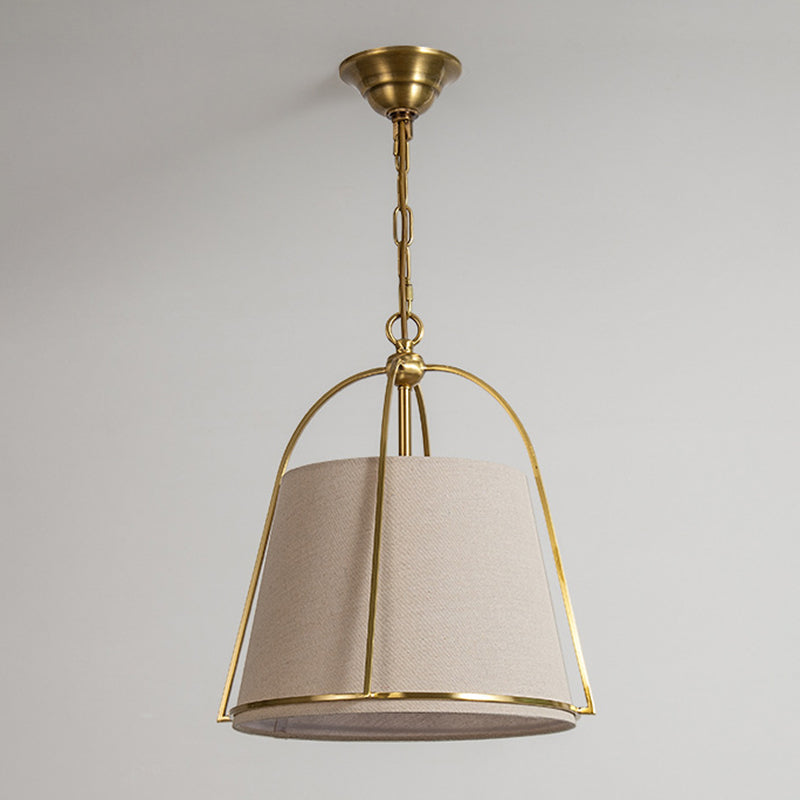 Modern Minimalist Trapezoidal Iron Fabric 3-Light Pendant Light For Dining Room