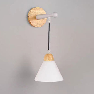 Modern Minimalist Triangular Solid Wood Glass Iron 1-Light Wall Sconce Lamp For Bedroom