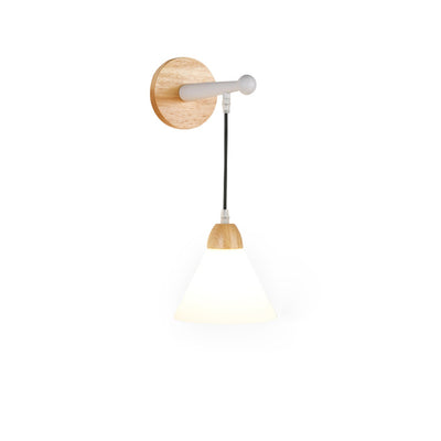 Modern Minimalist Triangular Solid Wood Glass Iron 1-Light Wall Sconce Lamp For Bedroom