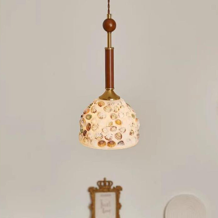 Lustre suspendu 1 lumière en verre ovale vintage traditionnel et fer solide en bois pour chambre à coucher 