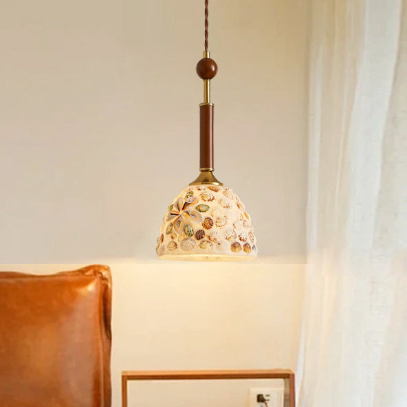 Lustre suspendu 1 lumière en verre ovale vintage traditionnel et fer solide en bois pour chambre à coucher 