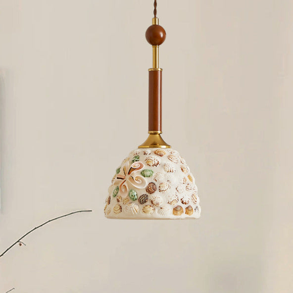 Lustre suspendu 1 lumière en verre ovale vintage traditionnel et fer solide en bois pour chambre à coucher 
