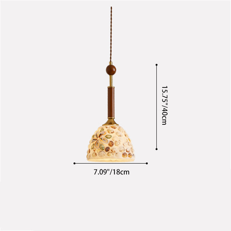 Lustre suspendu 1 lumière en verre ovale vintage traditionnel et fer solide en bois pour chambre à coucher 