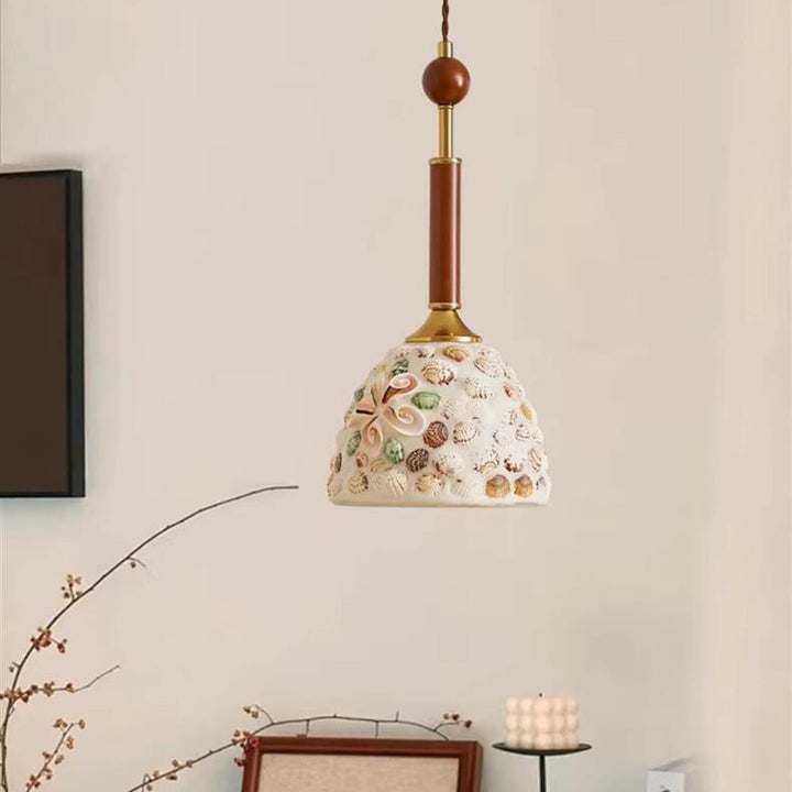 Lustre suspendu 1 lumière en verre ovale vintage traditionnel et fer solide en bois pour chambre à coucher 