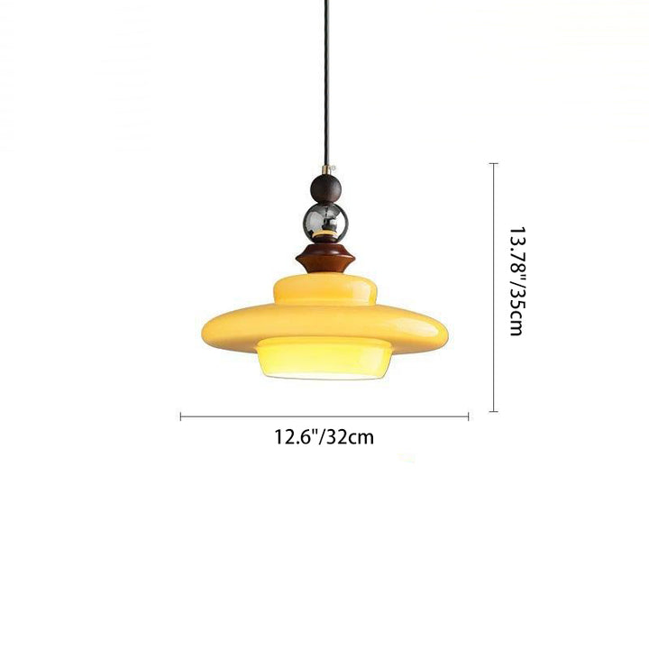 Suspension 1 lumière en bois massif, verre et fer, en forme de chapeau de paille vintage traditionnel, pour chambre à coucher 