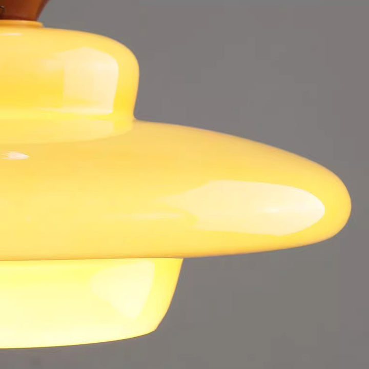 Suspension 1 lumière en bois massif, verre et fer, en forme de chapeau de paille vintage traditionnel, pour chambre à coucher 