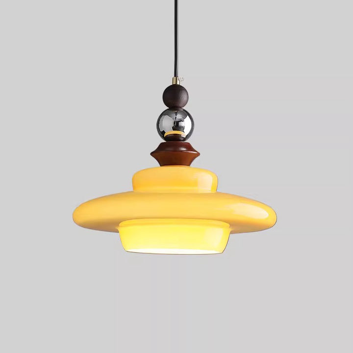 Suspension 1 lumière en bois massif, verre et fer, en forme de chapeau de paille vintage traditionnel, pour chambre à coucher 